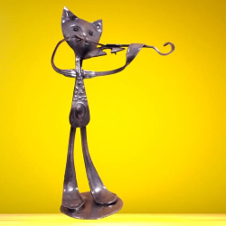 Sculpture Chat musicien...